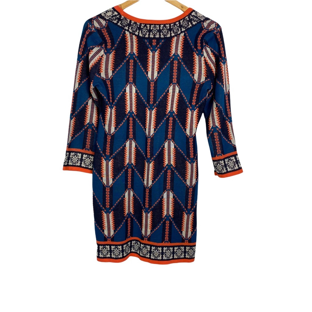Flying tomato chevron sweater dress Aqua ethnic dress 3/4 sleeves mini M - Picture 6 of 11